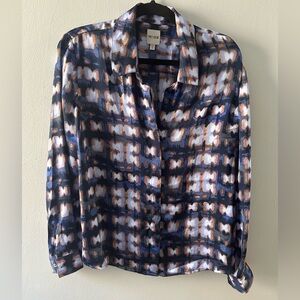 NIC+ZOE Abstract Patterned Shirt - Blue, White, Tan